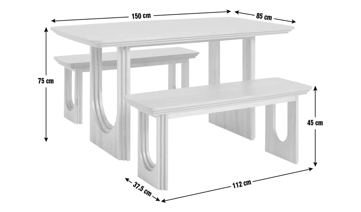 Habitat Trezy Oak Dining Table & 2 Oak Benches
