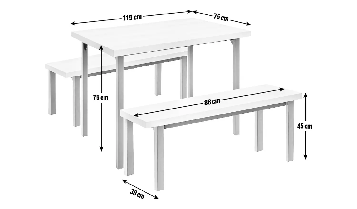 Habitat Zayn Birch Dining Table & 2 Birch Benches