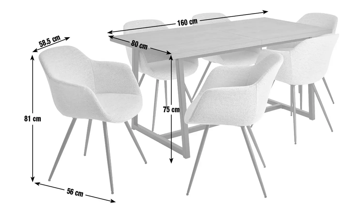 Habitat Nomad Extending Oak Dining Table & 6 Green Chairs