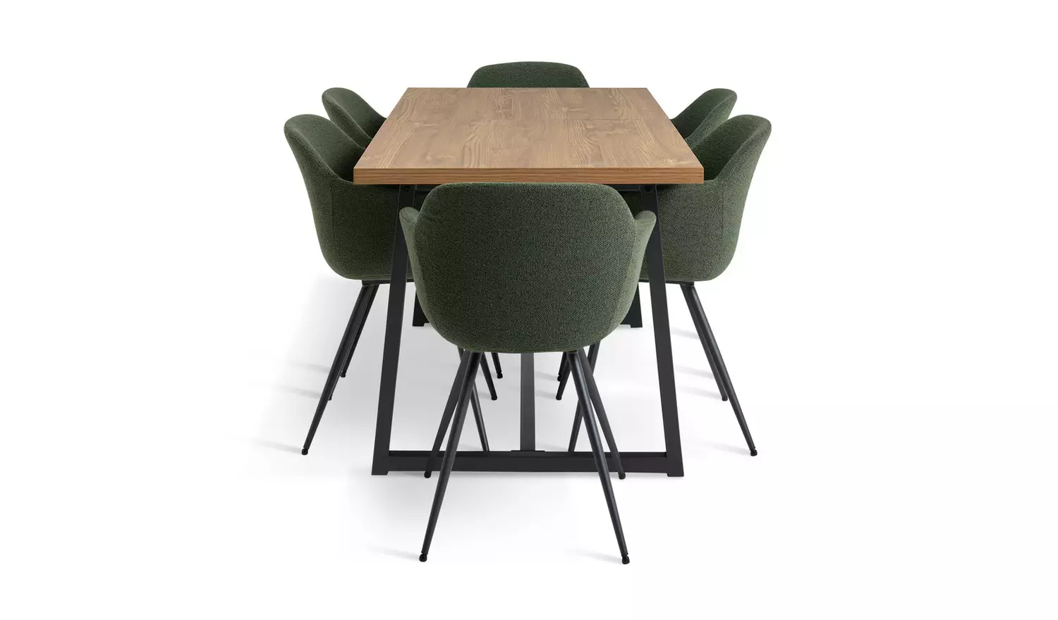 Habitat Nomad Extending Oak Dining Table & 6 Green Chairs