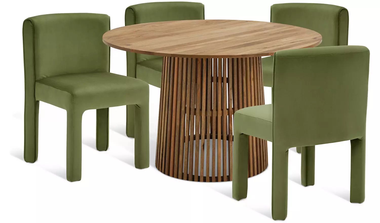 Habitat Jericho Natural Dining Table & 4 Green Chairs