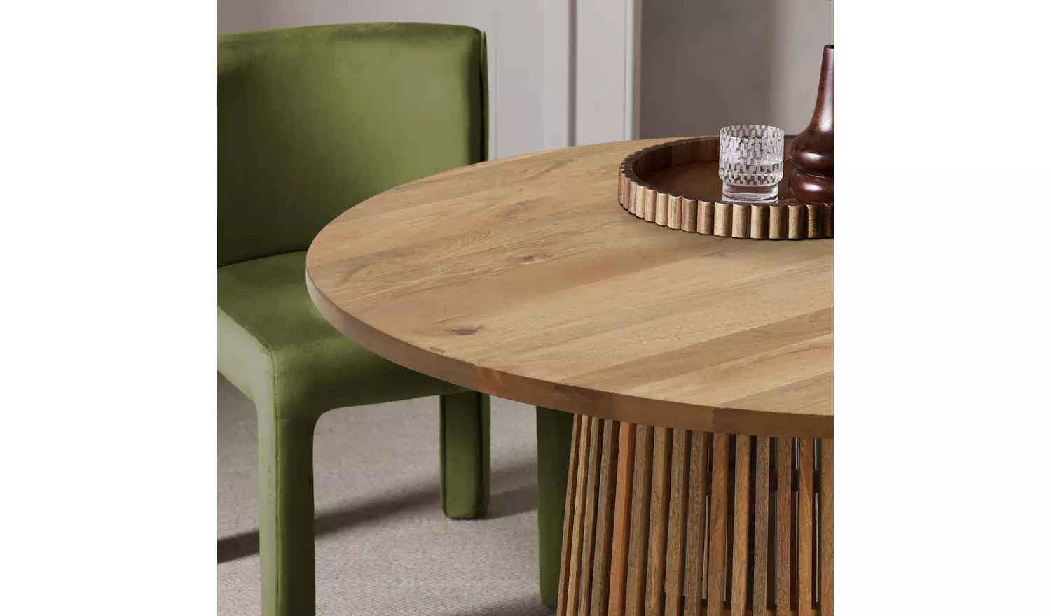 Habitat Jericho Natural Dining Table & 4 Green Chairs