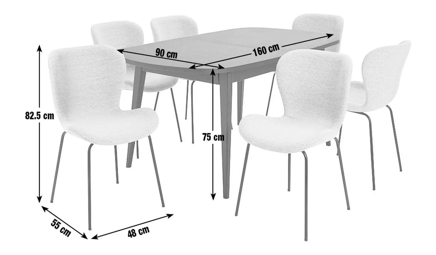 Habitat Etta Extending Oak Dining Table & 6 Green Chairs