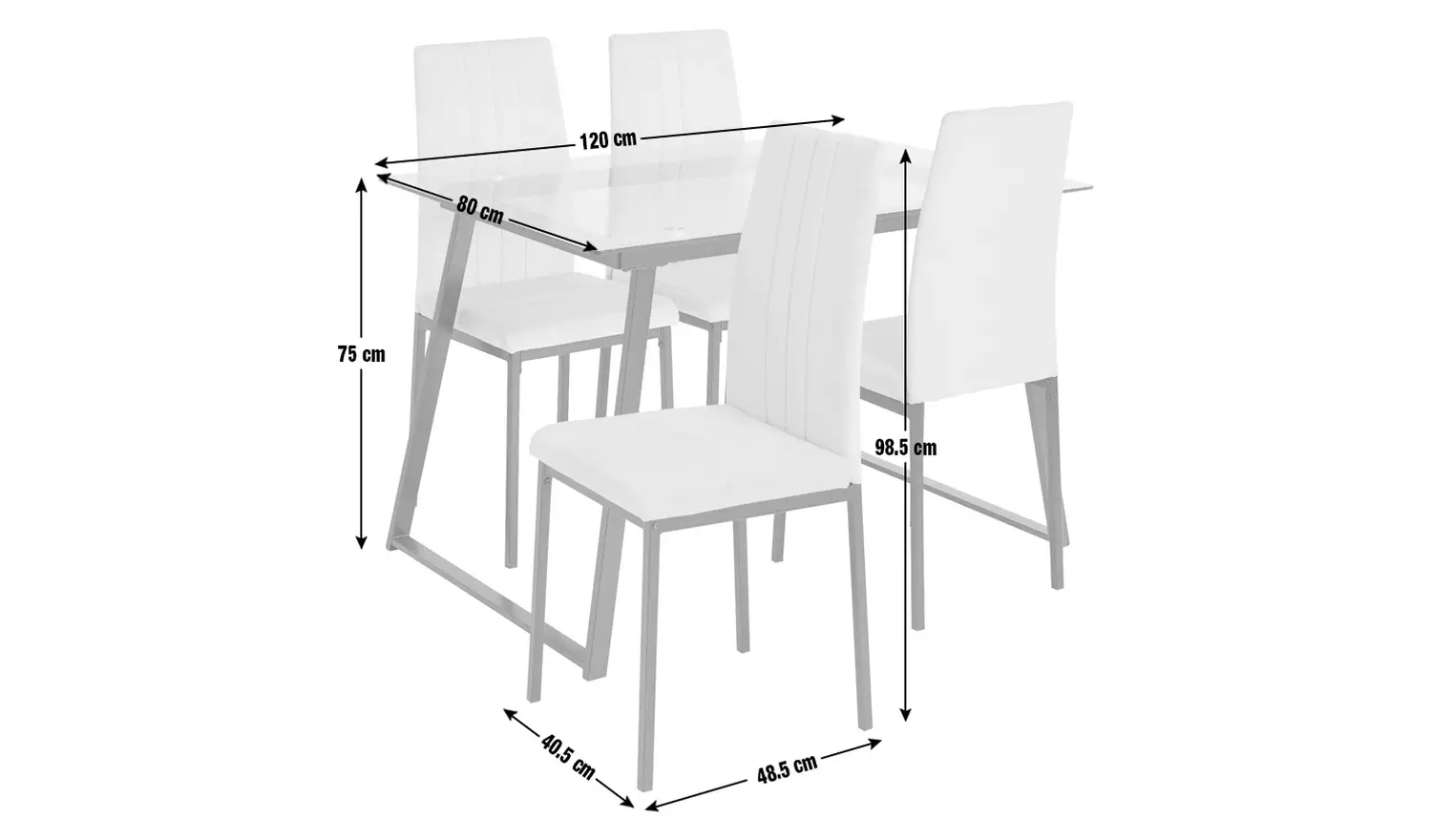Argos Home Tyrus Glass Dining Table & 4 Charcoal Chairs