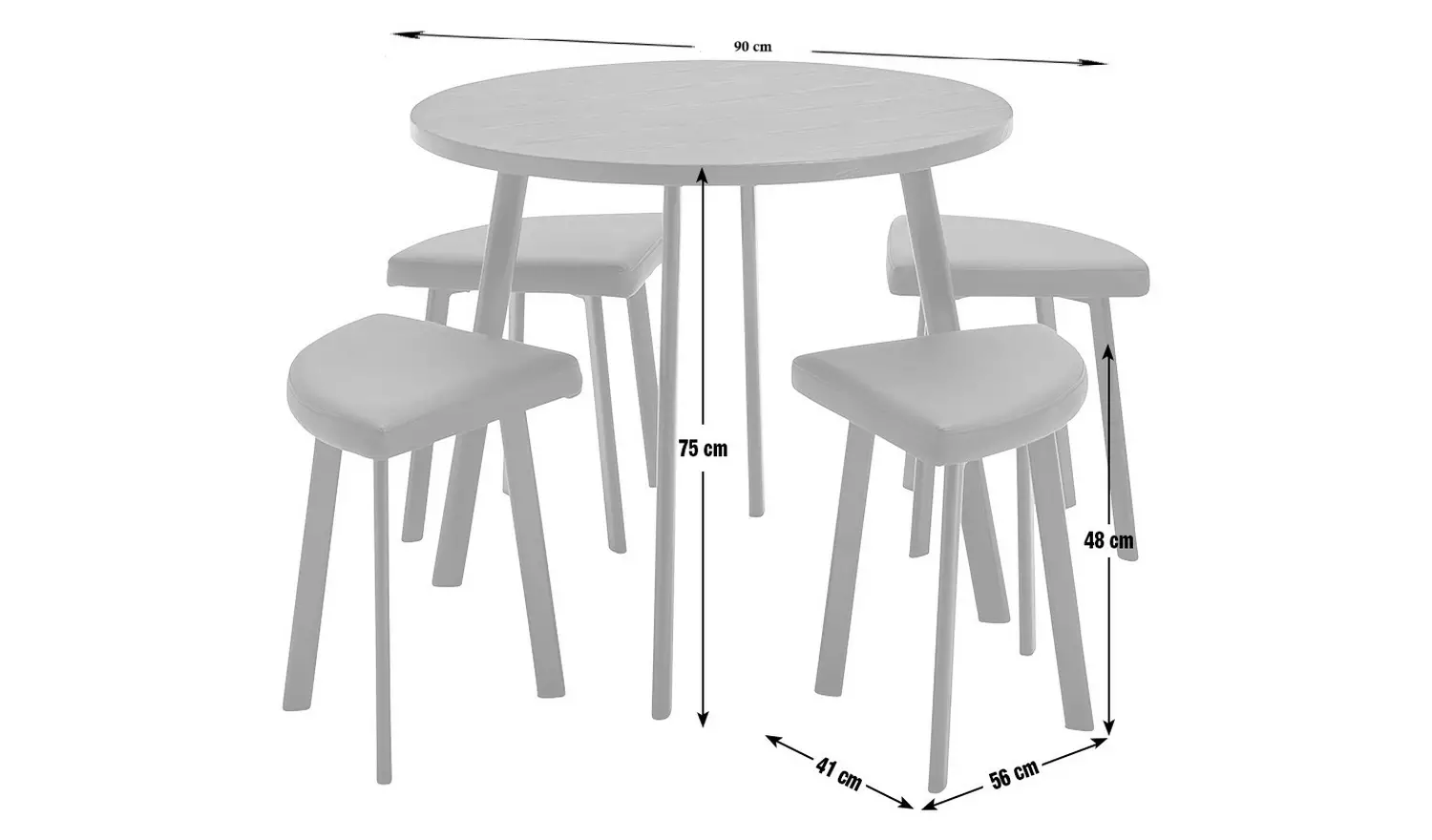 Argos Home Tayla Black Dining Table & 4 Black Stools