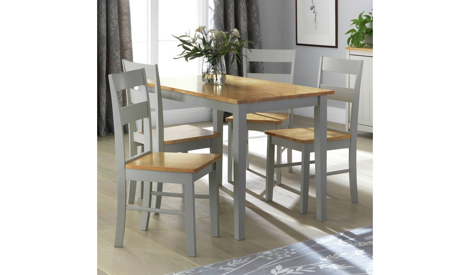 Argos Home Chicago Oak Grey Dining Table & 4 Oak Grey Chairs