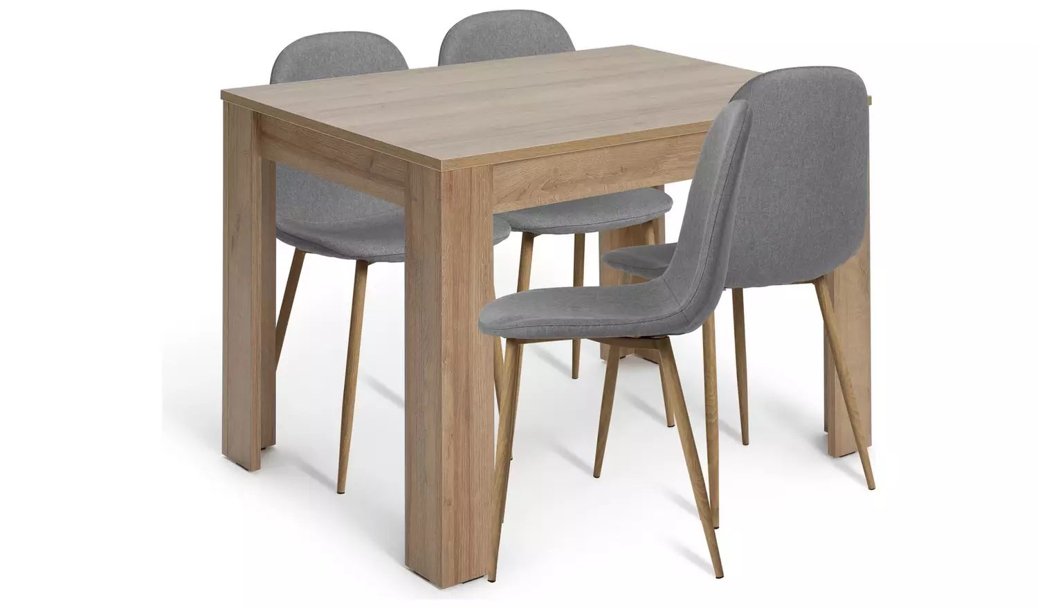 Argos Home Miami Non-Extend Oak Dining Table & 4 Grey Chairs