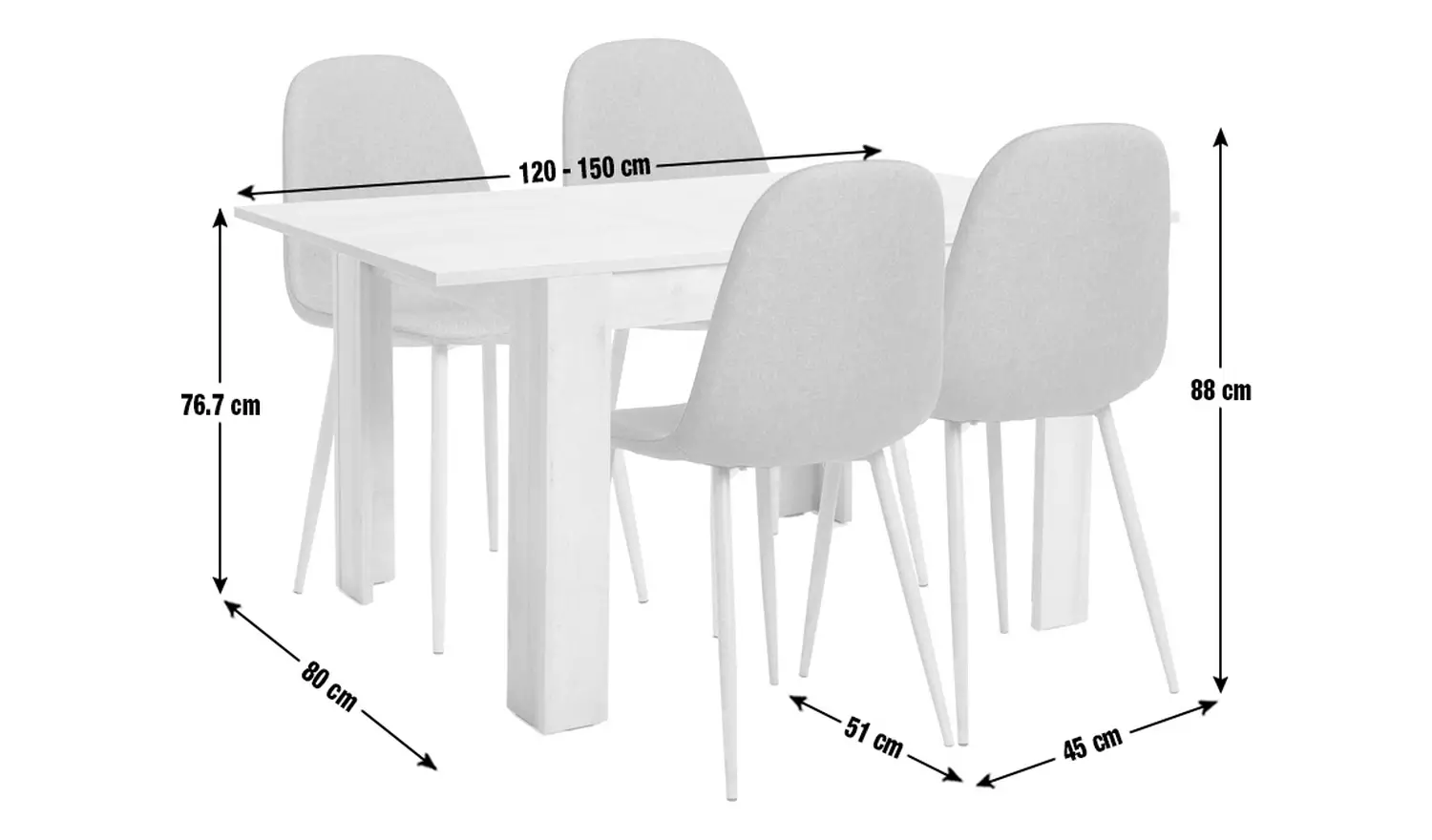 Argos Home Miami Extend Oak Dining Table & 4 White Chairs
