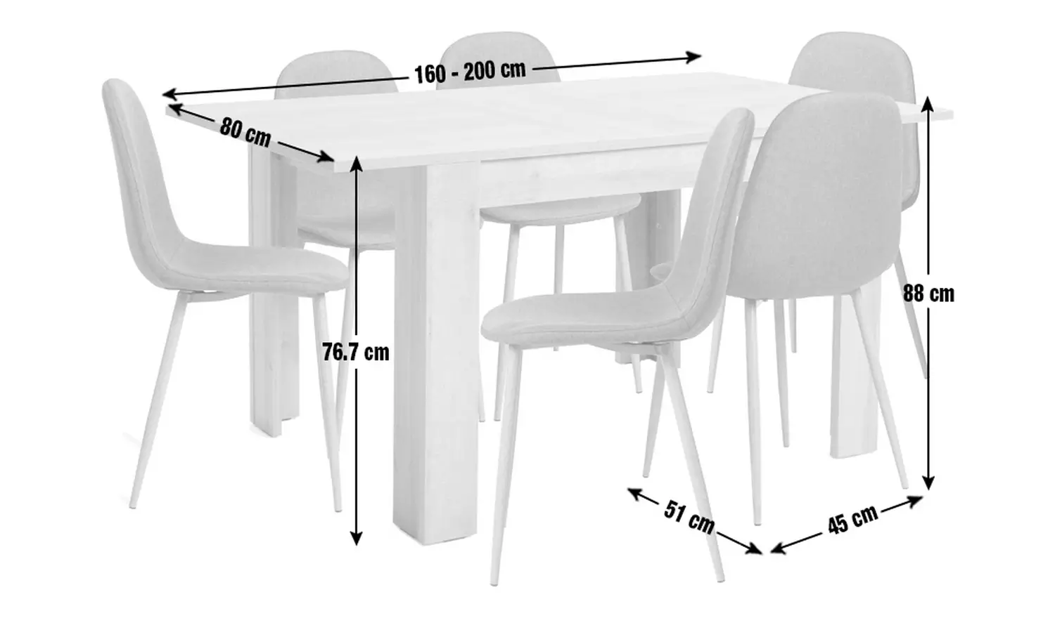 Argos Home Miami Extending Oak Dining Table & 6 White Chairs