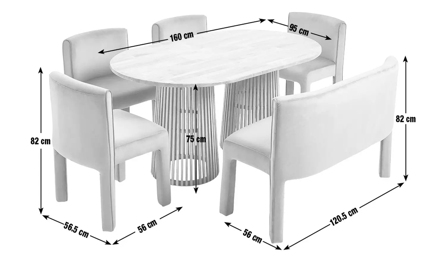 Habitat Jericho Natural Dining Table,Bench &4 Natural Chairs