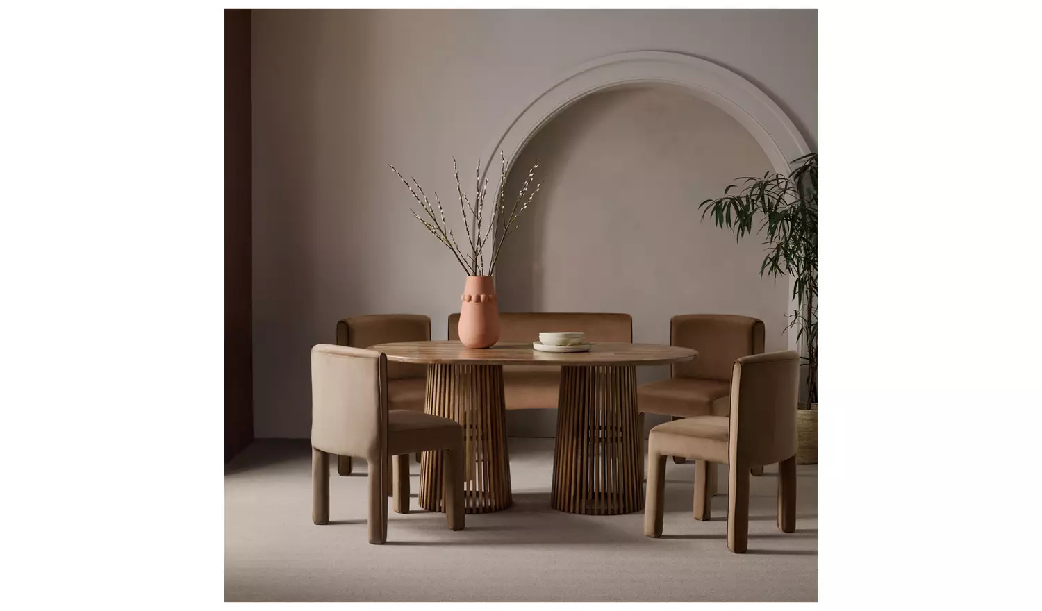 Habitat Jericho Natural Dining Table,Bench &4 Natural Chairs