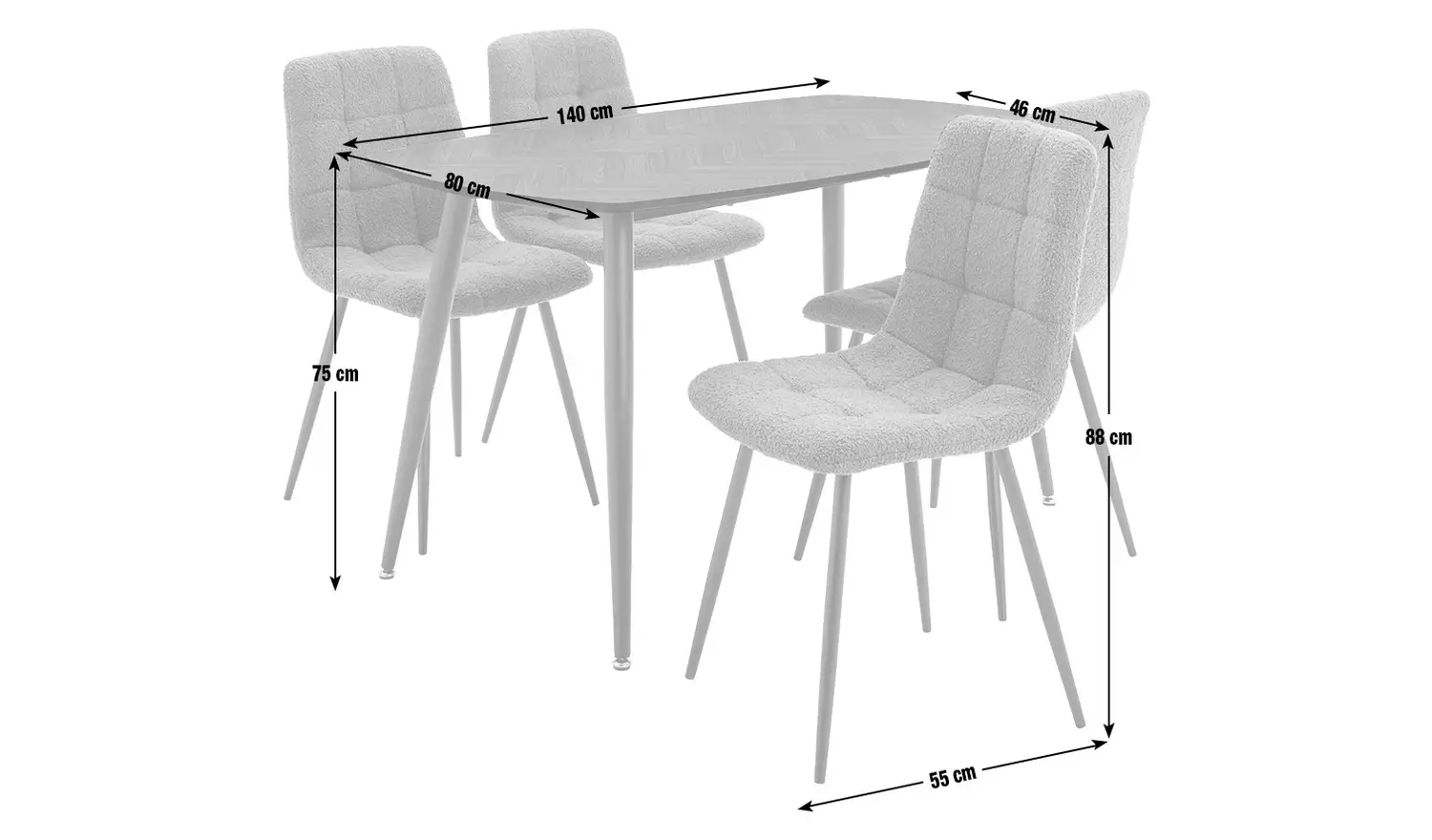 Argos Home Cobin Oak Dining Table & 4 Charcoal Chairs