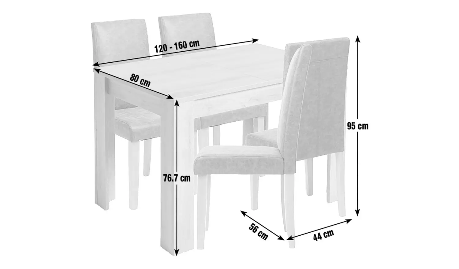 Argos Home Miami Extending Oak Dining Table & 4 White Chairs