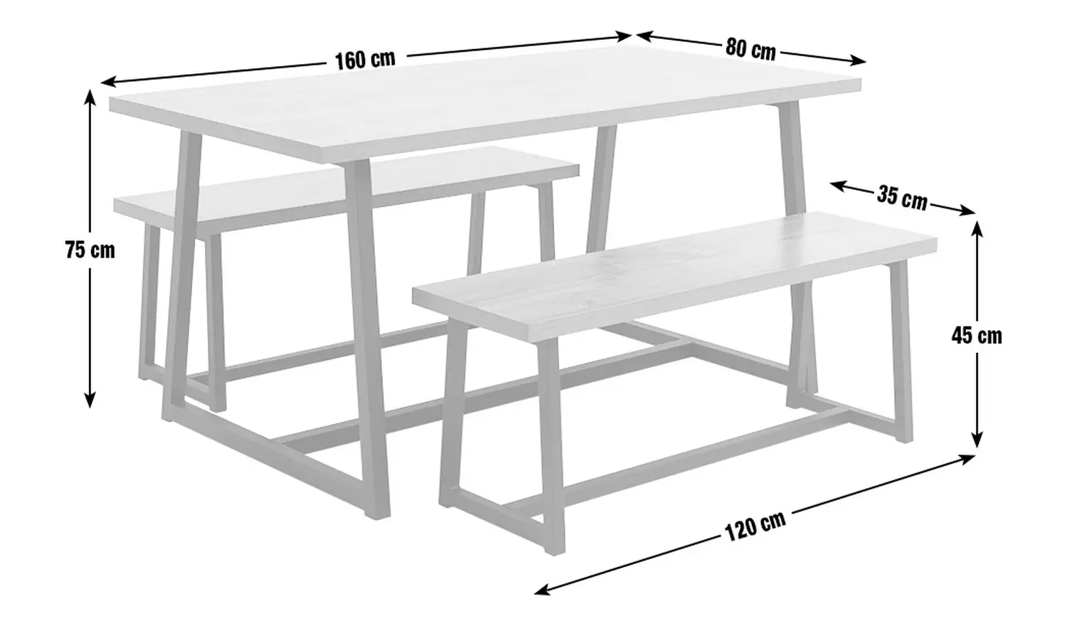 Habitat Nomad Non-Extending Oak Dining Table & 2 Oak Benches