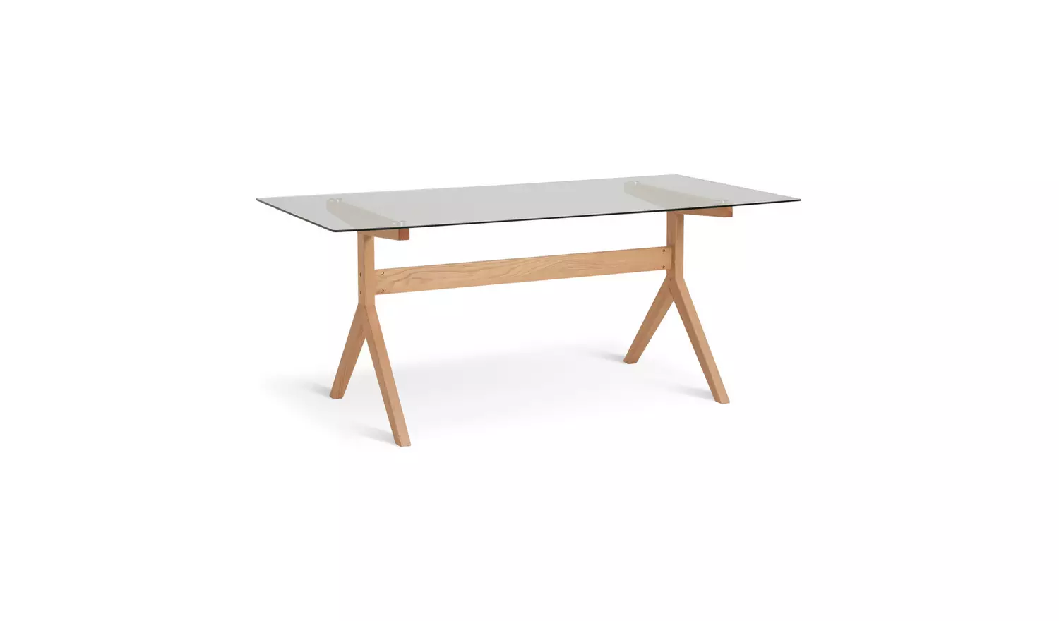 Habitat Zela Glass Natural Dining Table,1 Bench & 4Tan Chair