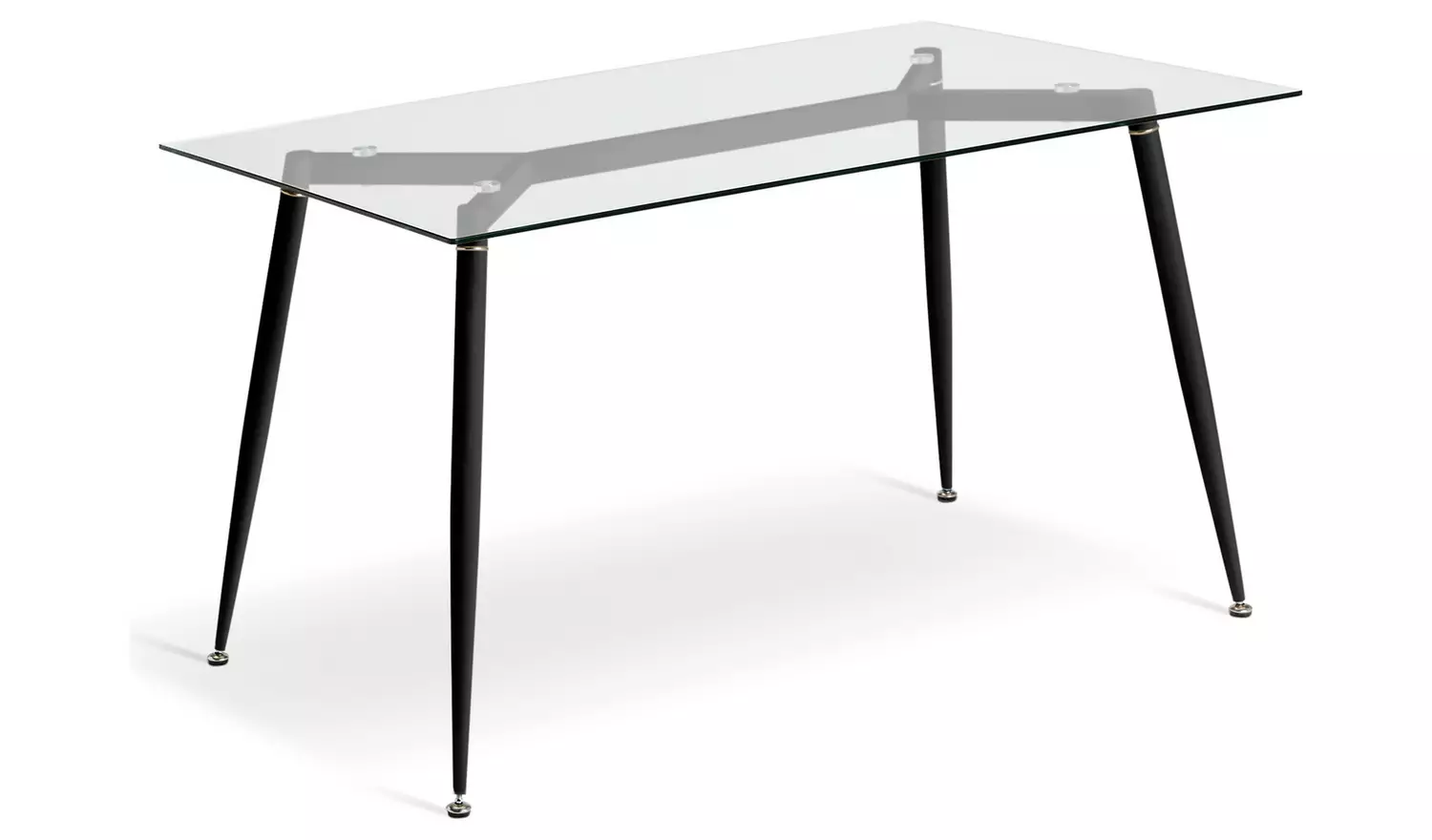 Habitat Beni Glass Oak Dining Table & 4 Tan Chairs