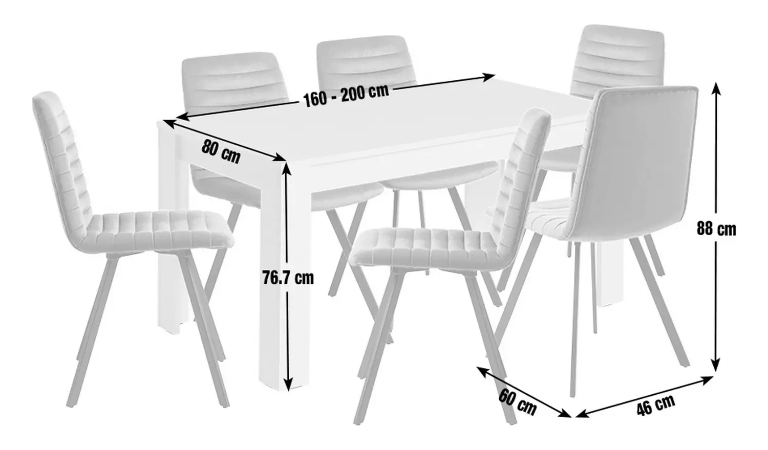 Argos Home Miami Extend White Dining Table & 6 Blue Chairs