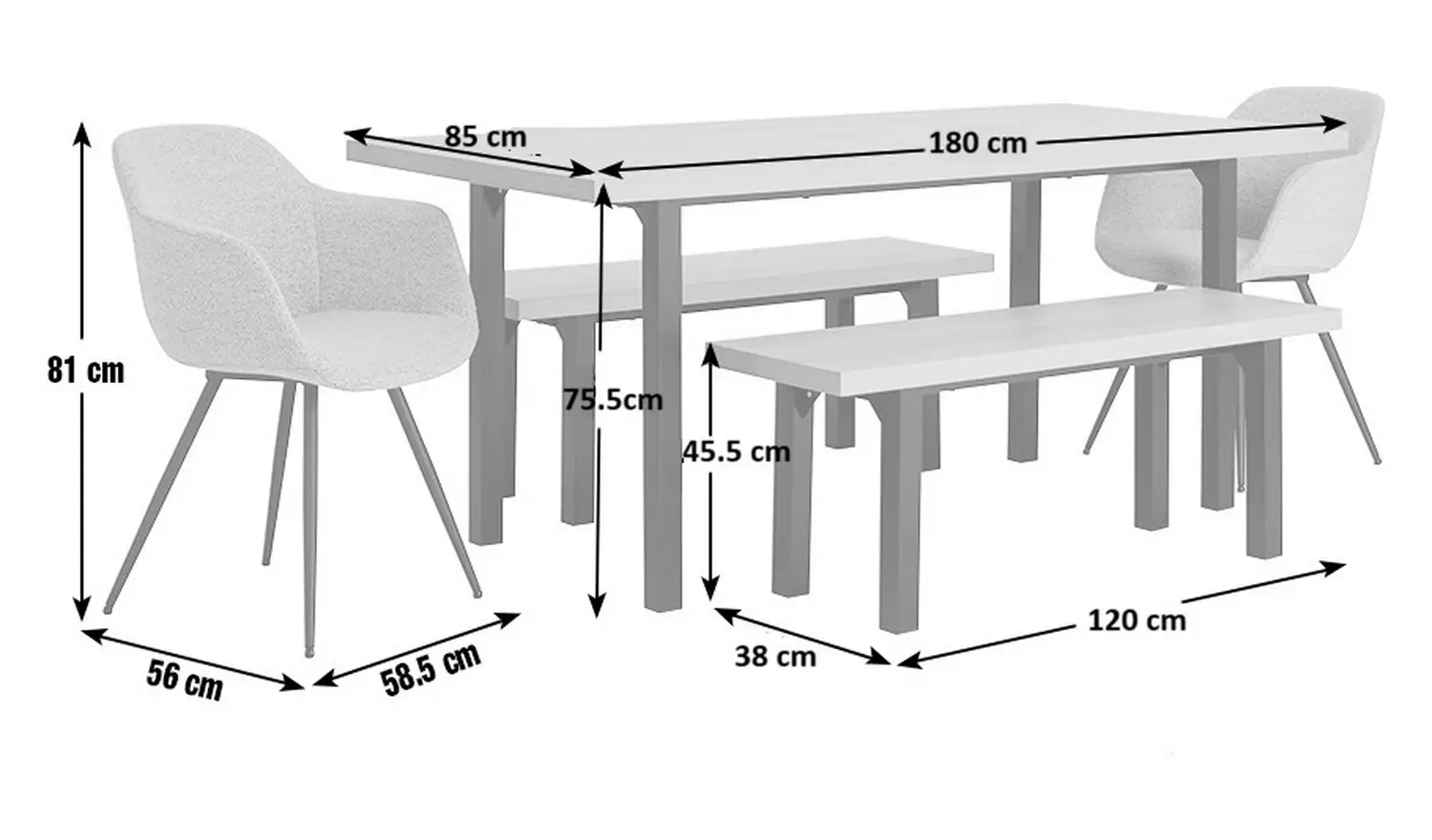 Habitat Zayn Birch Dining Table,2 Bench & 2 Natural Chairs