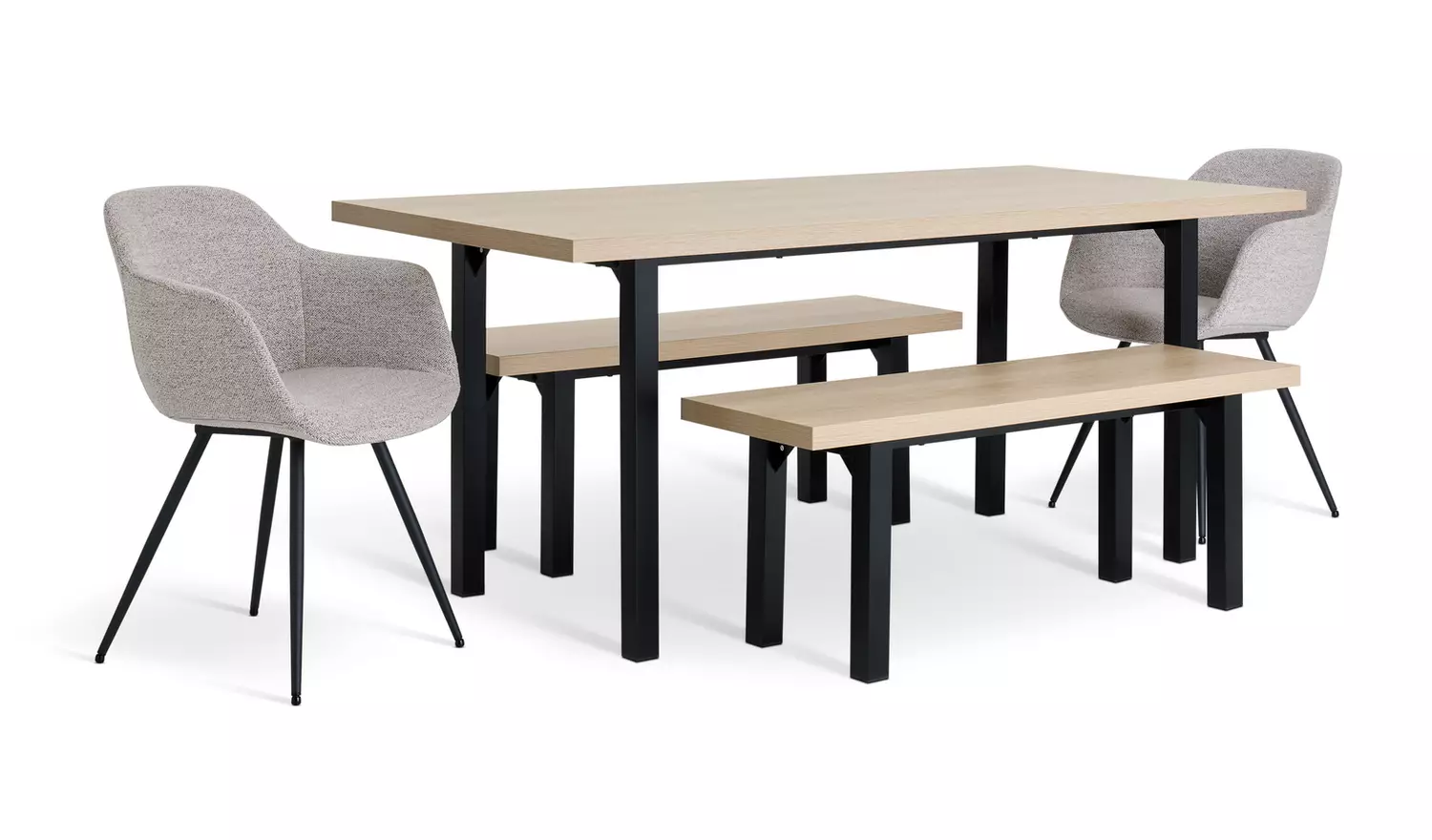 Habitat Zayn Birch Dining Table,2 Bench & 2 Natural Chairs