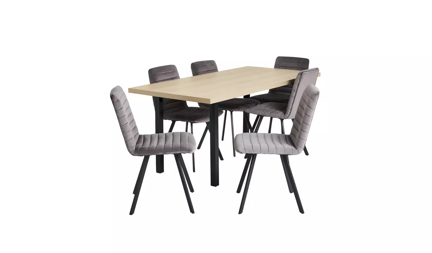 Argos Home Zayn Birch Dining Table & 6 Charcoal Chairs