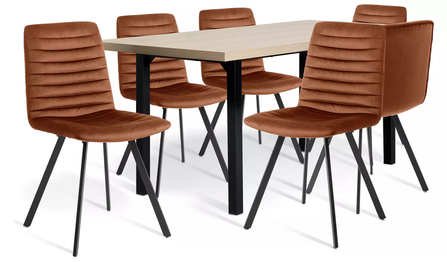 Argos Home Zayn Birch Dining Table & 4 Copper Chairs