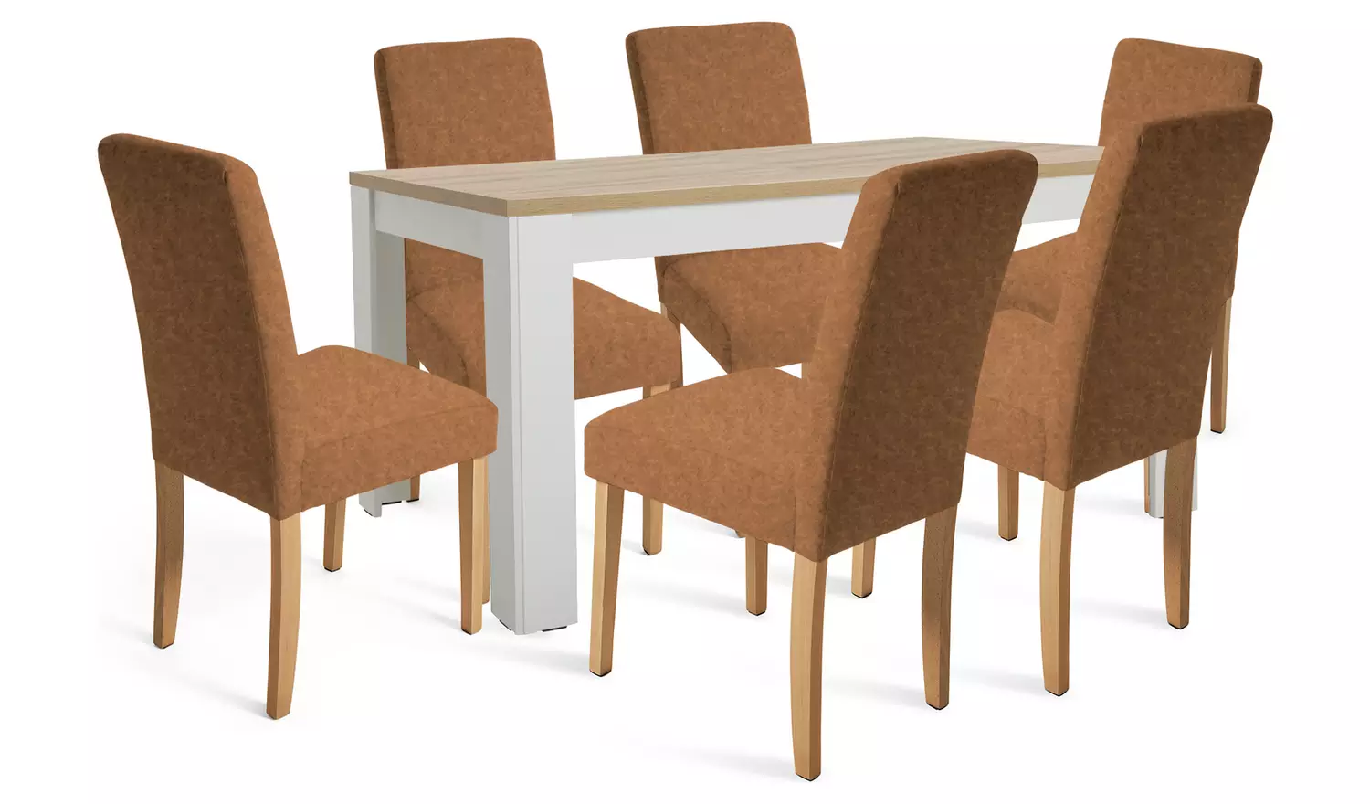 Argos Home Preston Grey Dining Table & 6 Tan Chairs