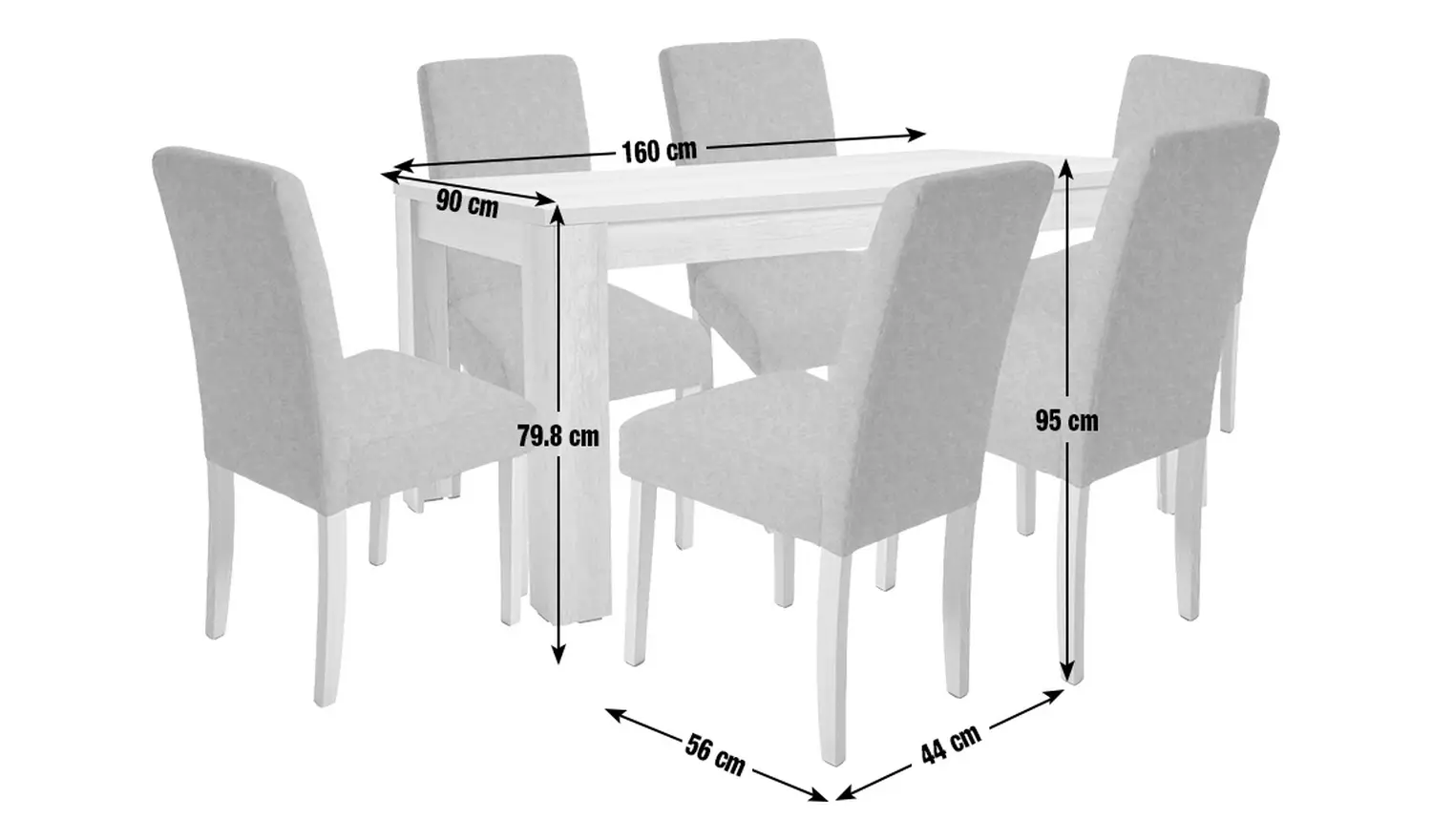 Argos Home Preston Oak Dining Table & 6 Stripe White Chairs