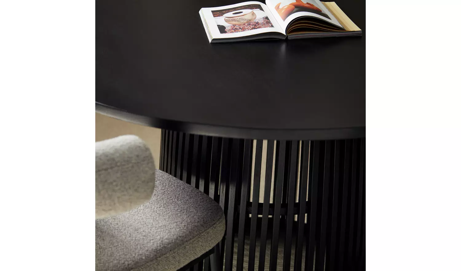 Habitat Jericho Black Dining Table & 4 Grey Chairs