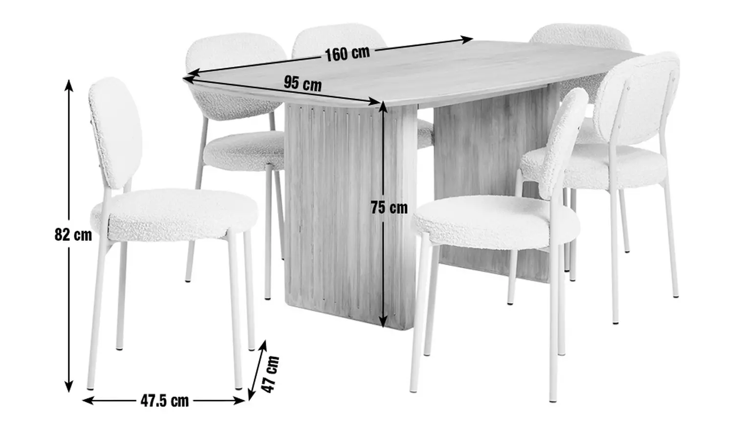 Habitat Samara Natural Dining Table And 6 White Chairs