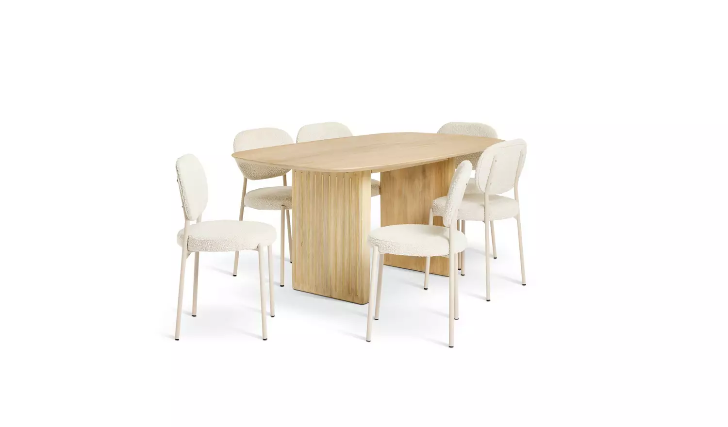 Habitat Samara Natural Dining Table And 6 White Chairs