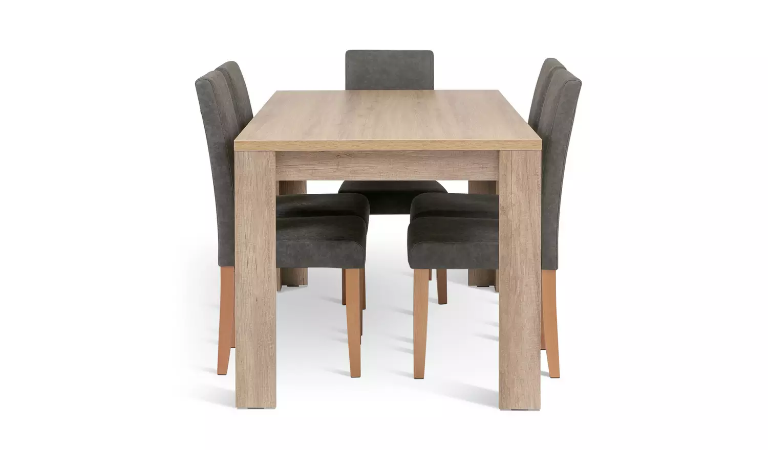 Argos Home Preston Oak Dining Table & 6 Grey Chairs