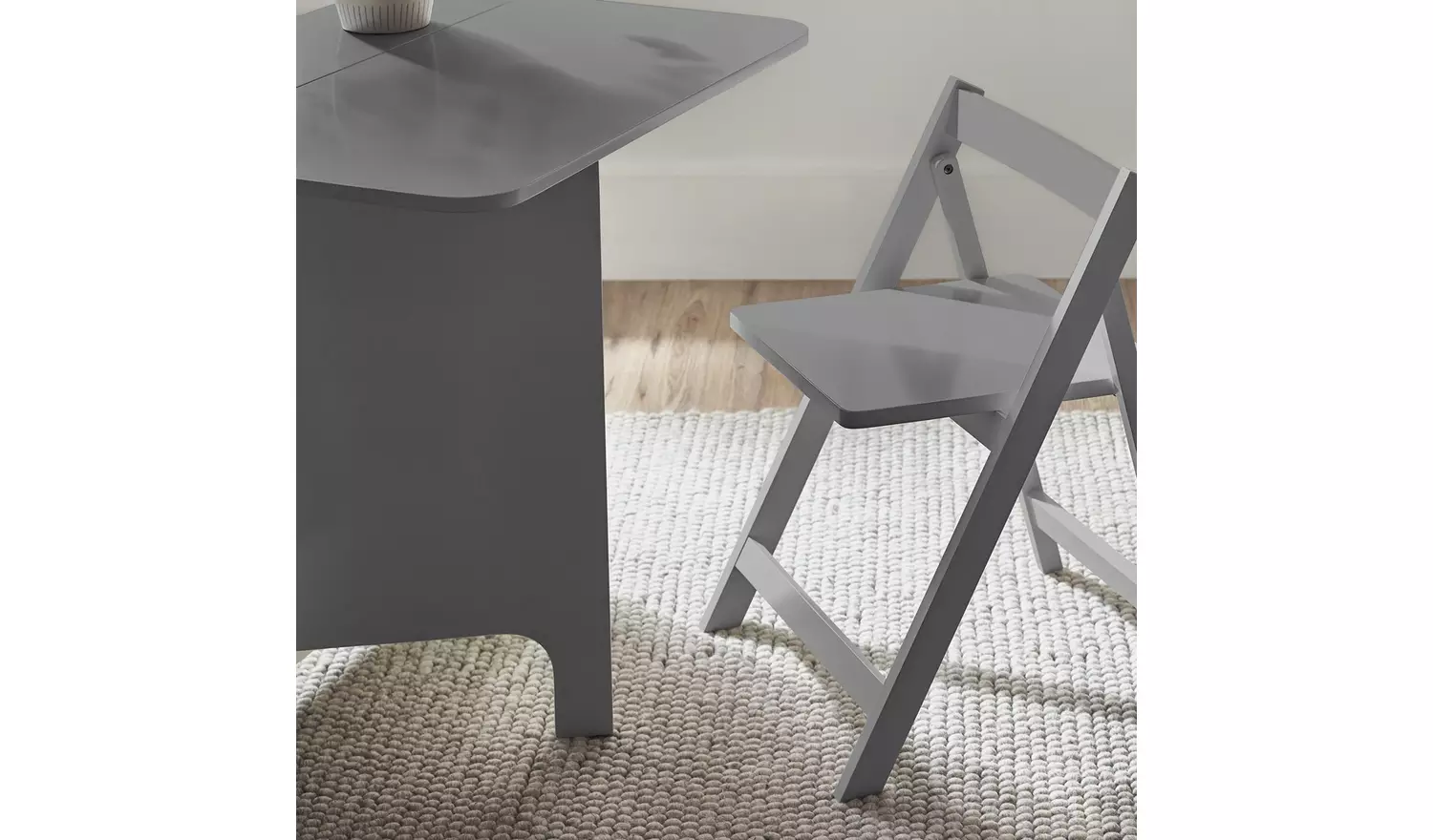 Julian Bowen Gatan White Dining Table & 2 Grey Chairs