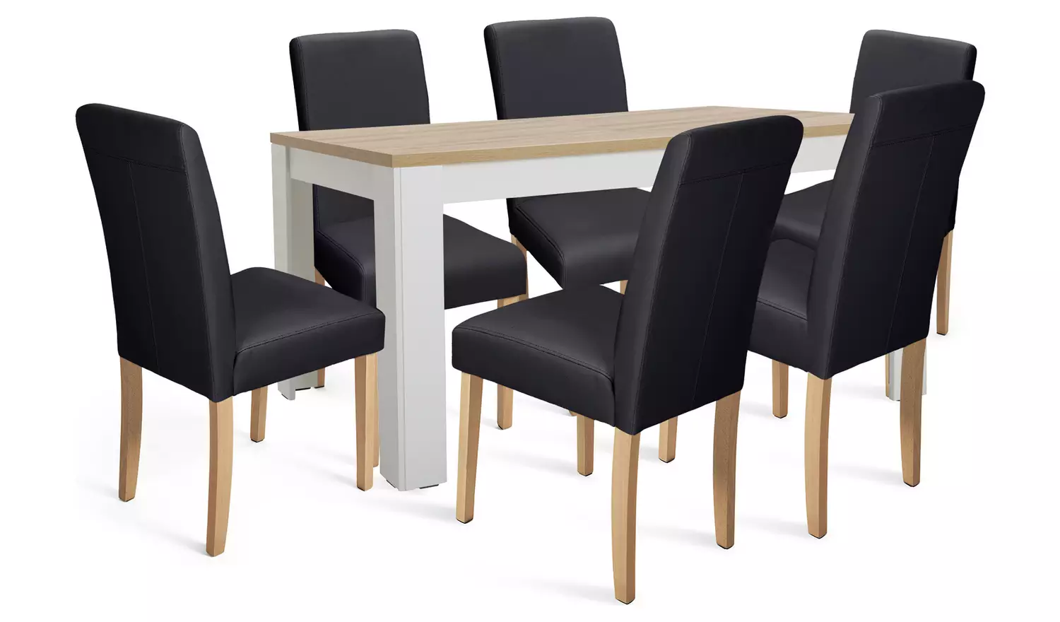 Argos Home Preston Grey Dining Table & 6 Black Chairs