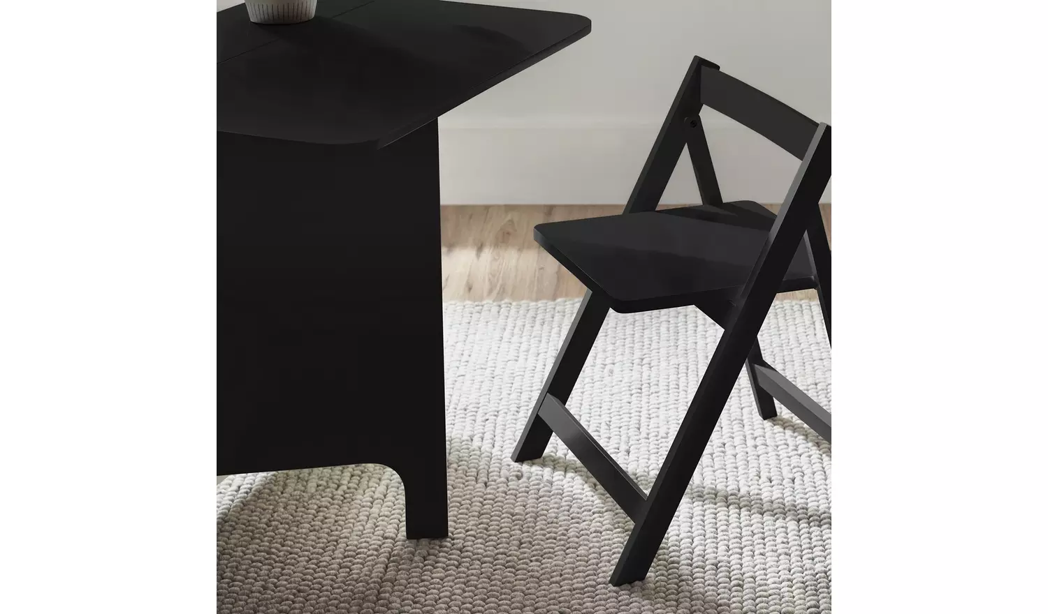 Julian Bowen Gatan White Dining Table & 2 Black Chairs