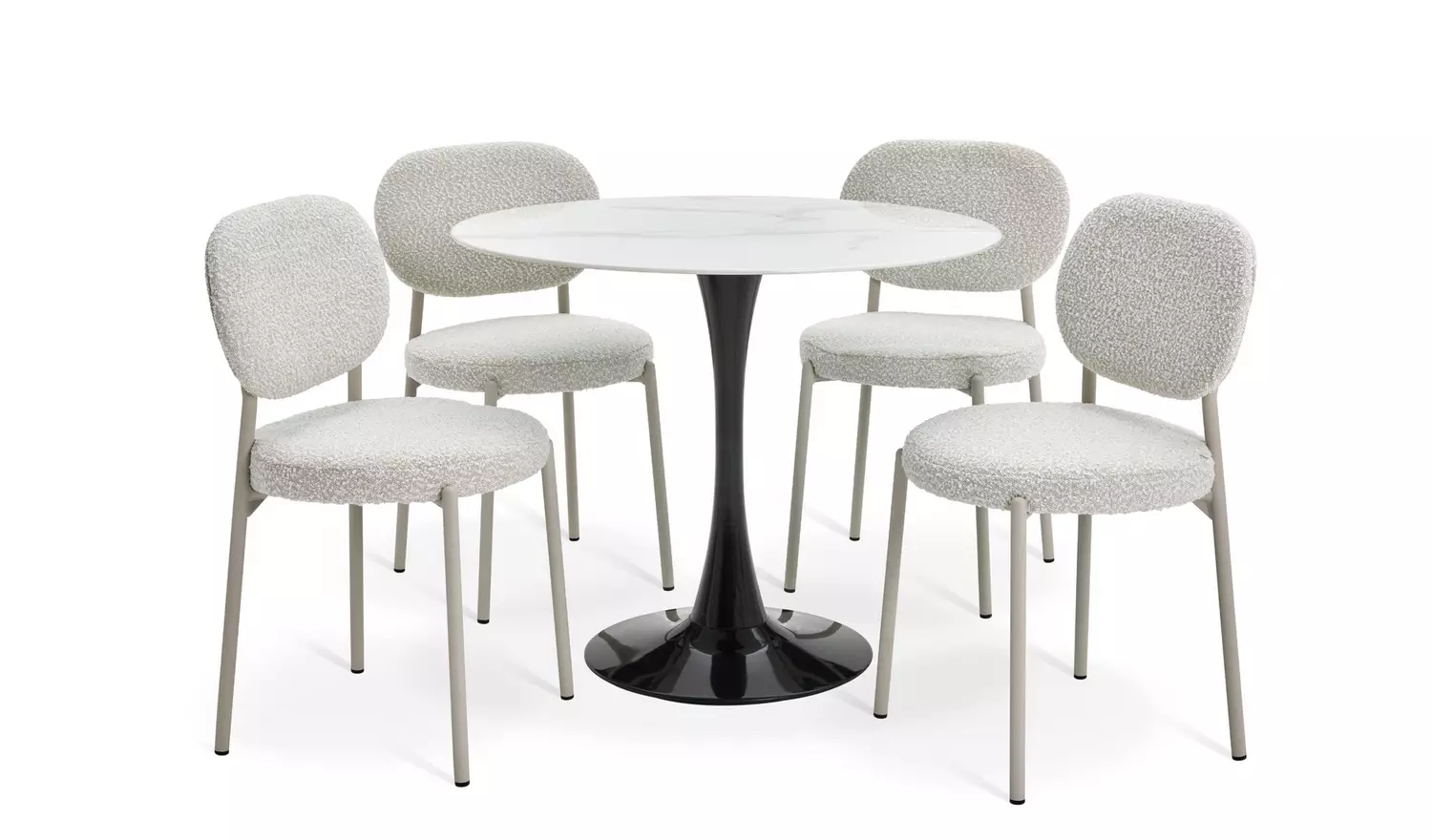 Habitat Tulip Black Dining Table And 4 White Chairs
