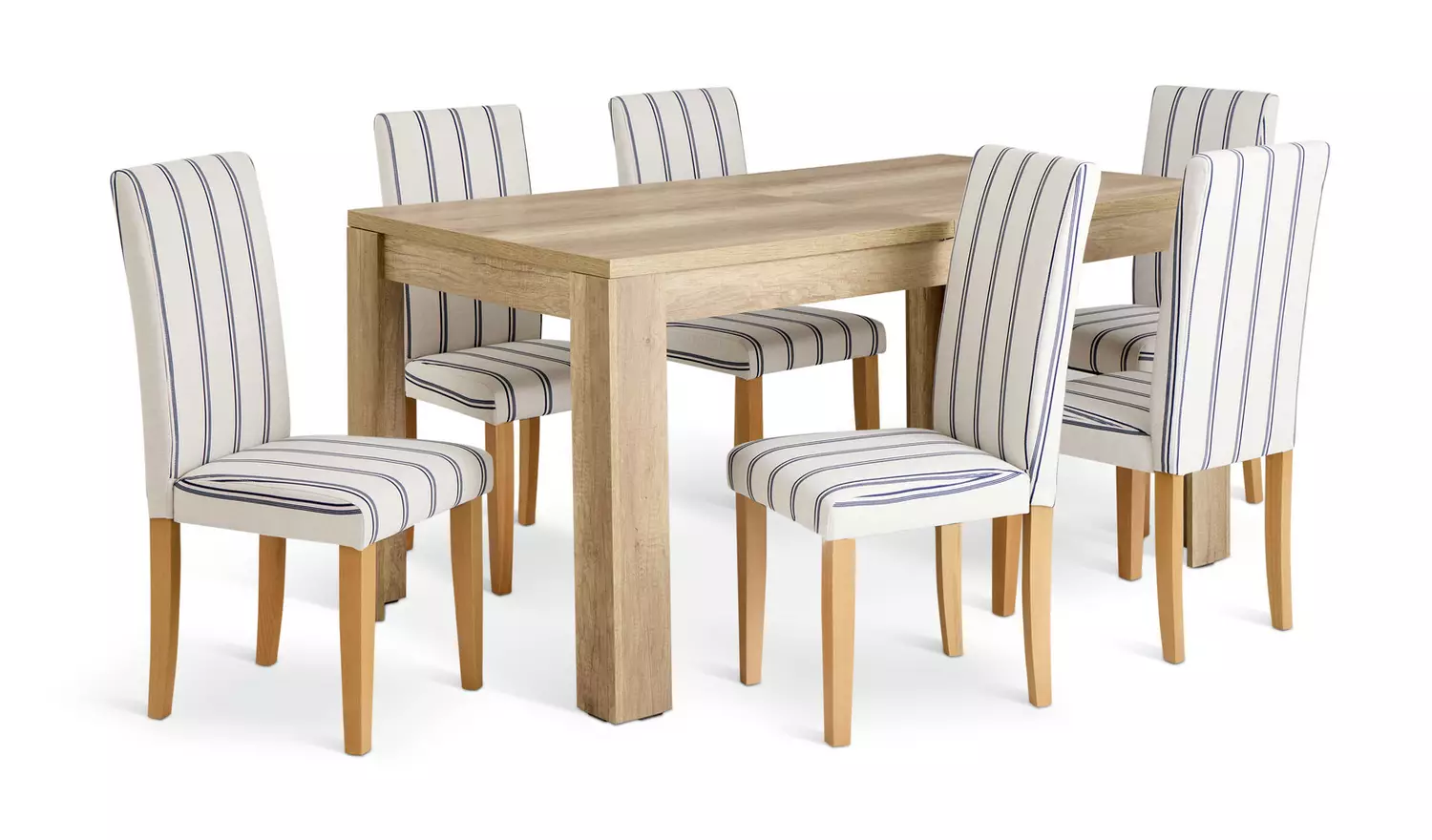 Argos Home Preston Extend Oak Dining Table & 6 White Chairs
