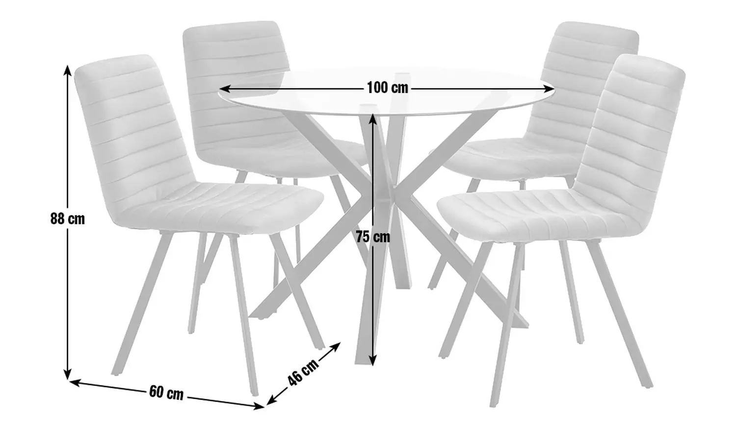 Argos Home Alice Black Dining Table & 4 Charcoal Chairs