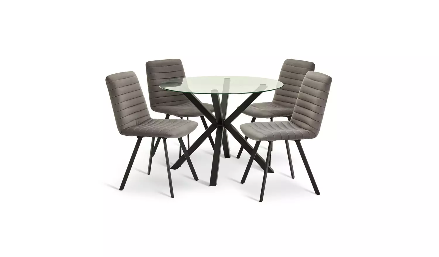 Argos Home Alice Black Dining Table & 4 Charcoal Chairs