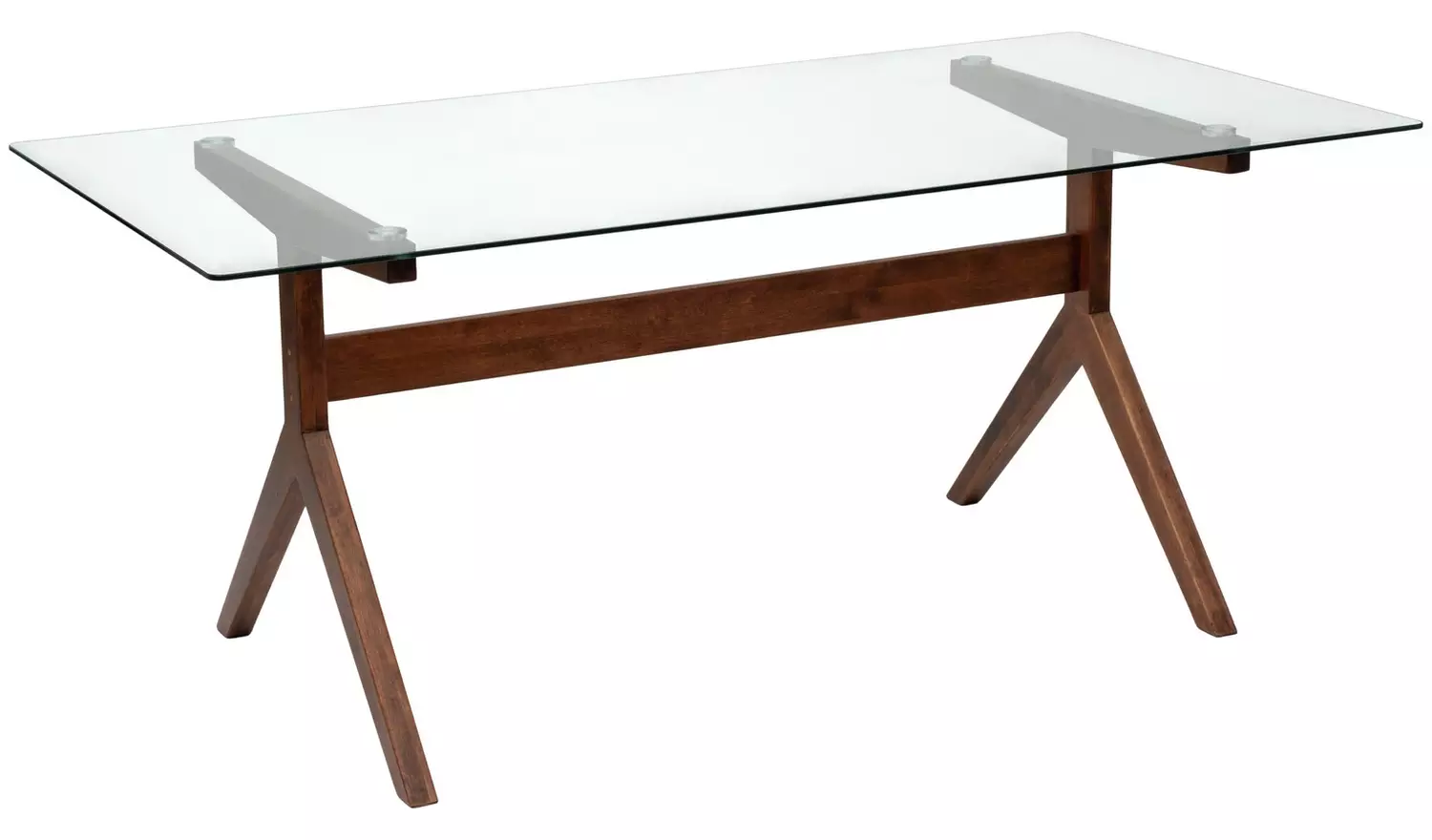 Habitat Zela Glass Walnut Dining Table & 6 Walnut Chairs