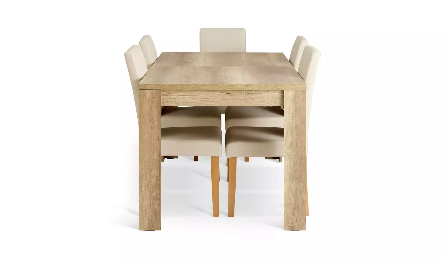Argos Home Preston Extend Oak Dining Table & 6 Cream Chairs