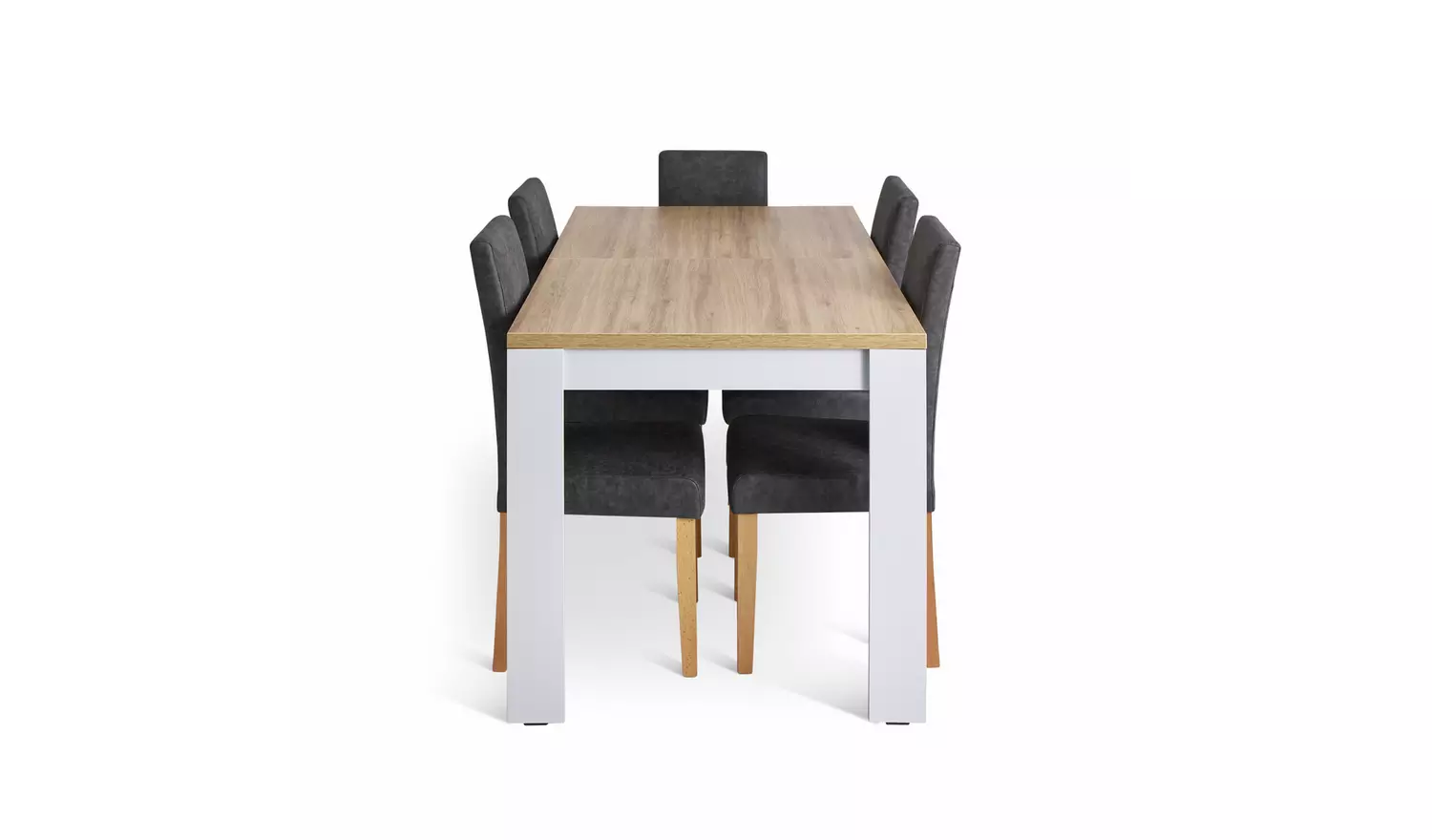 Argos Home Preston Ext Grey Dining Table & 6 Charcoal Chairs
