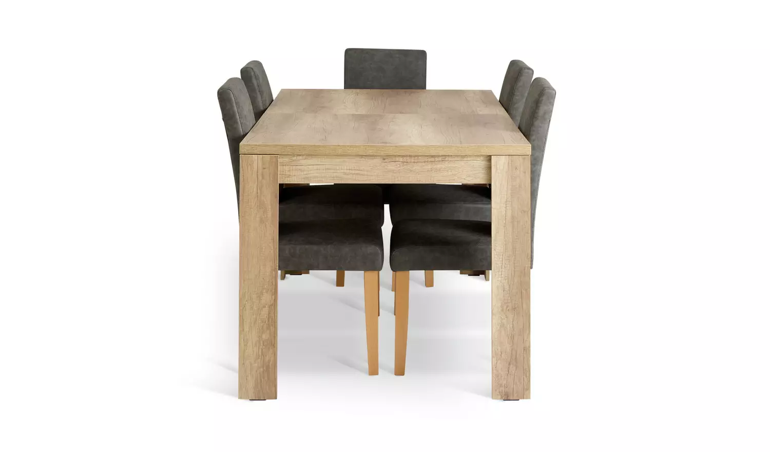 Argos Home Preston Ext Oak Dining Table & 6 Charcoal Chairs