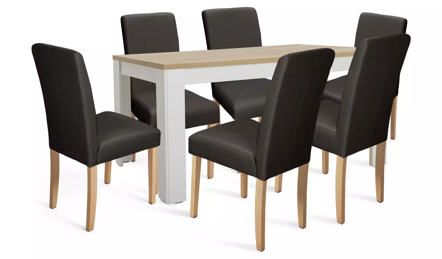 Argos Home Preston Grey Dining Table & 6 Chocolate Chairs