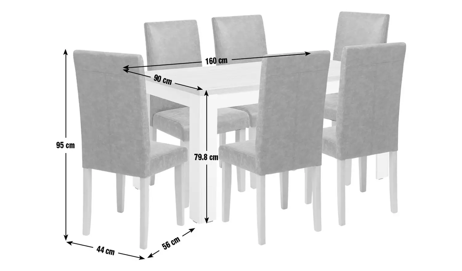Argos Home Preston Grey Dining Table & 6 Charcoal Chairs