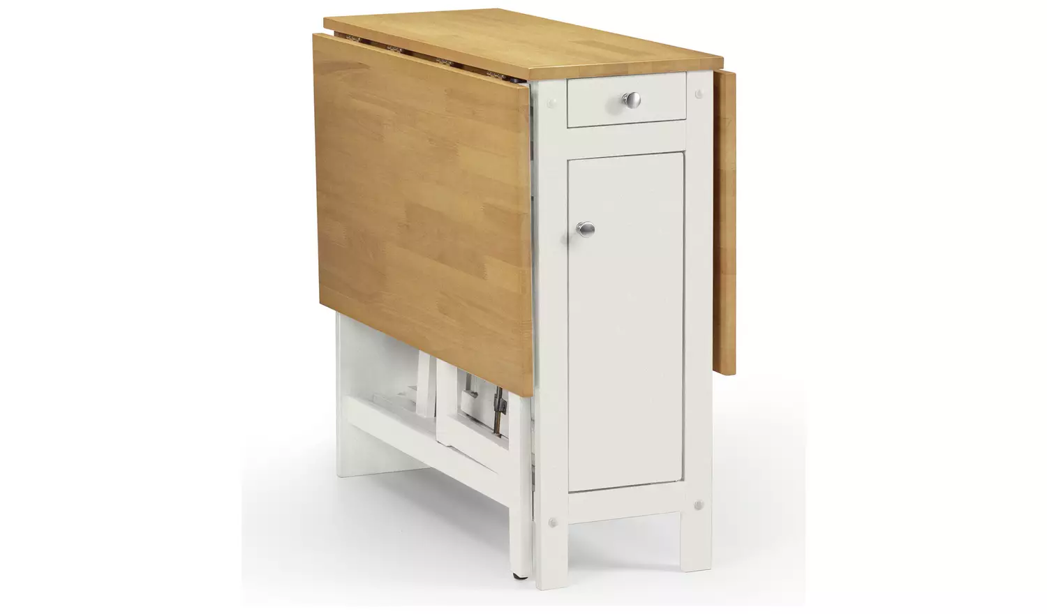 Julian Bowen Savoy Ext Natural Dining Table & 4 White Chairs