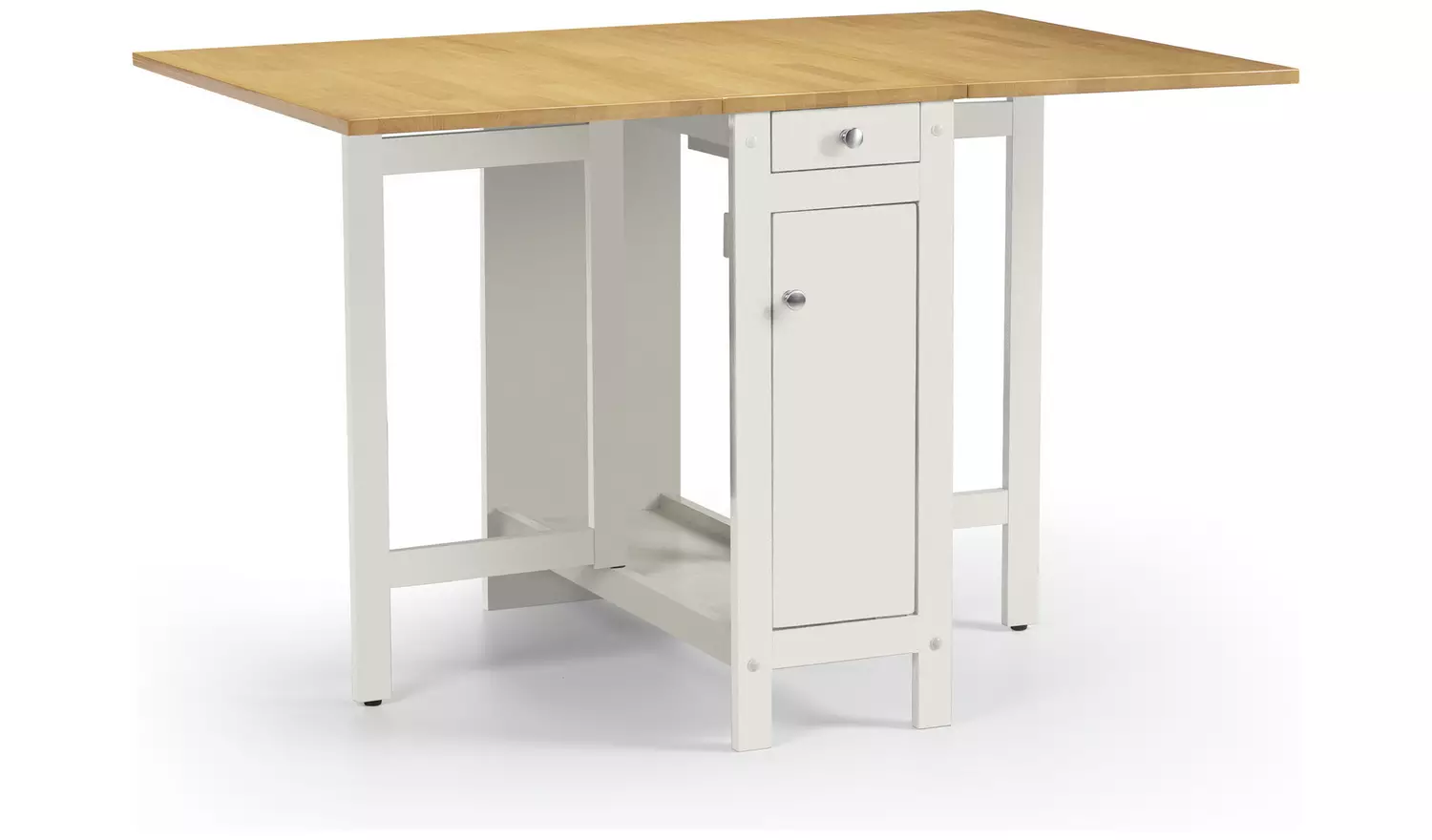 Julian Bowen Savoy Ext Natural Dining Table & 4 White Chairs