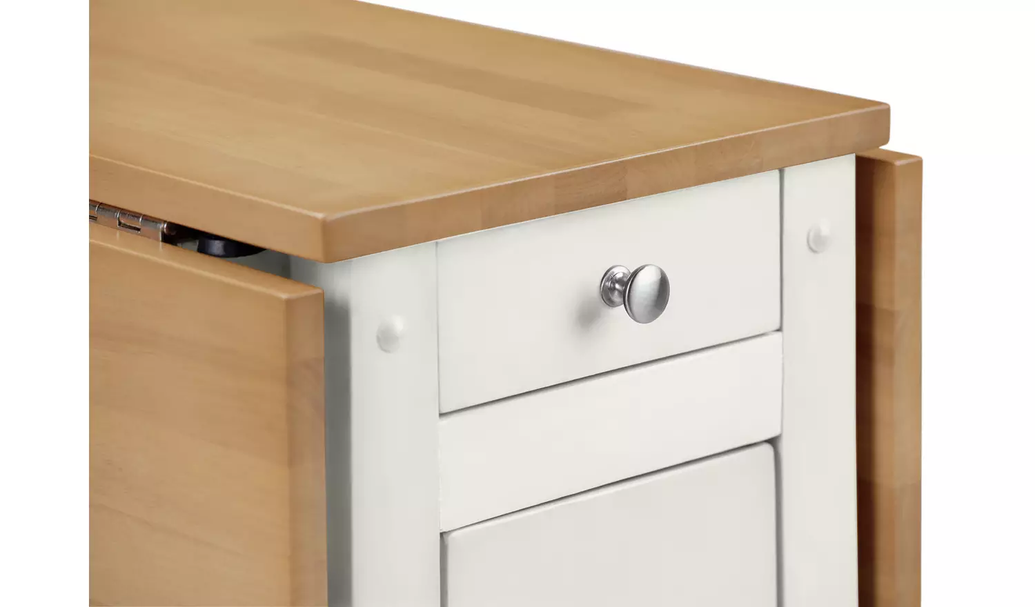 Julian Bowen Savoy Ext Natural Dining Table & 4 White Chairs