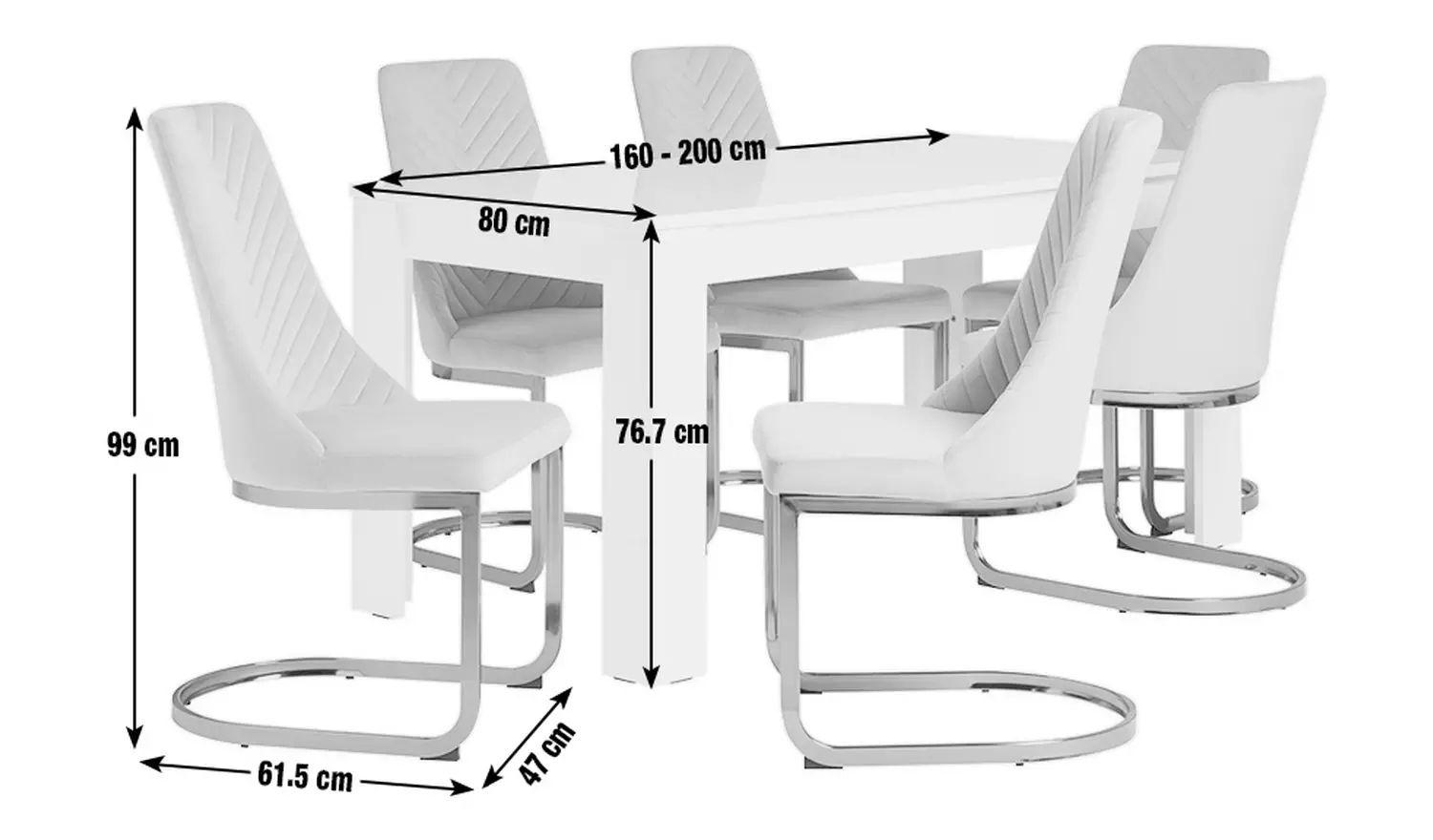 Argos Home Miami Extending White Dining Table &6 Grey Chairs