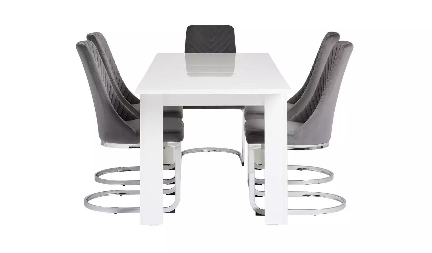 Argos Home Miami Extending White Dining Table &6 Grey Chairs