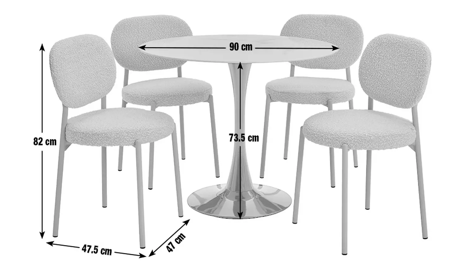 Habitat Tulip White Dining Table & 4 White Chairs